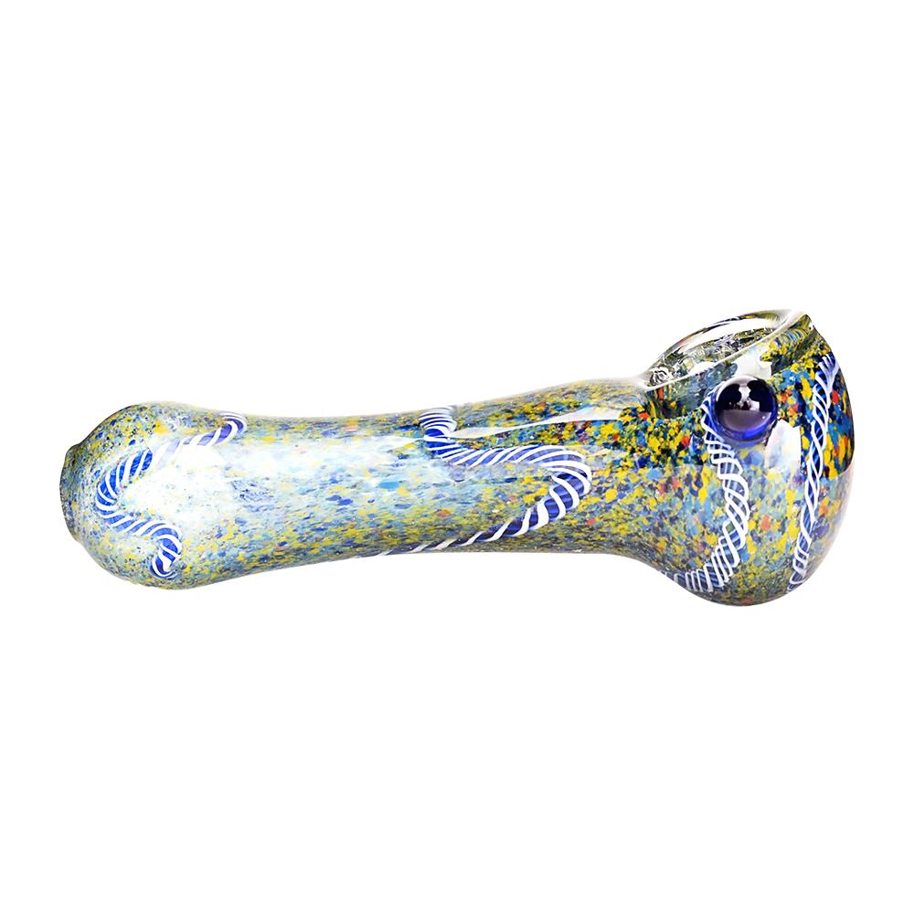 Ribboned & Frit Spoon Hand Pipe w/ Knocker  4.5in Long - Glass - Assorted  Marijuana Packaging : Discover the Perfect fit for your needs