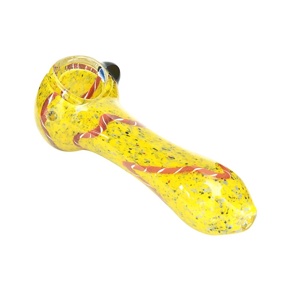 Ribboned & Frit Spoon Hand Pipe w/ Knocker  4.5in Long - Glass - Assorted  Marijuana Packaging : Discover the Perfect fit for your needs